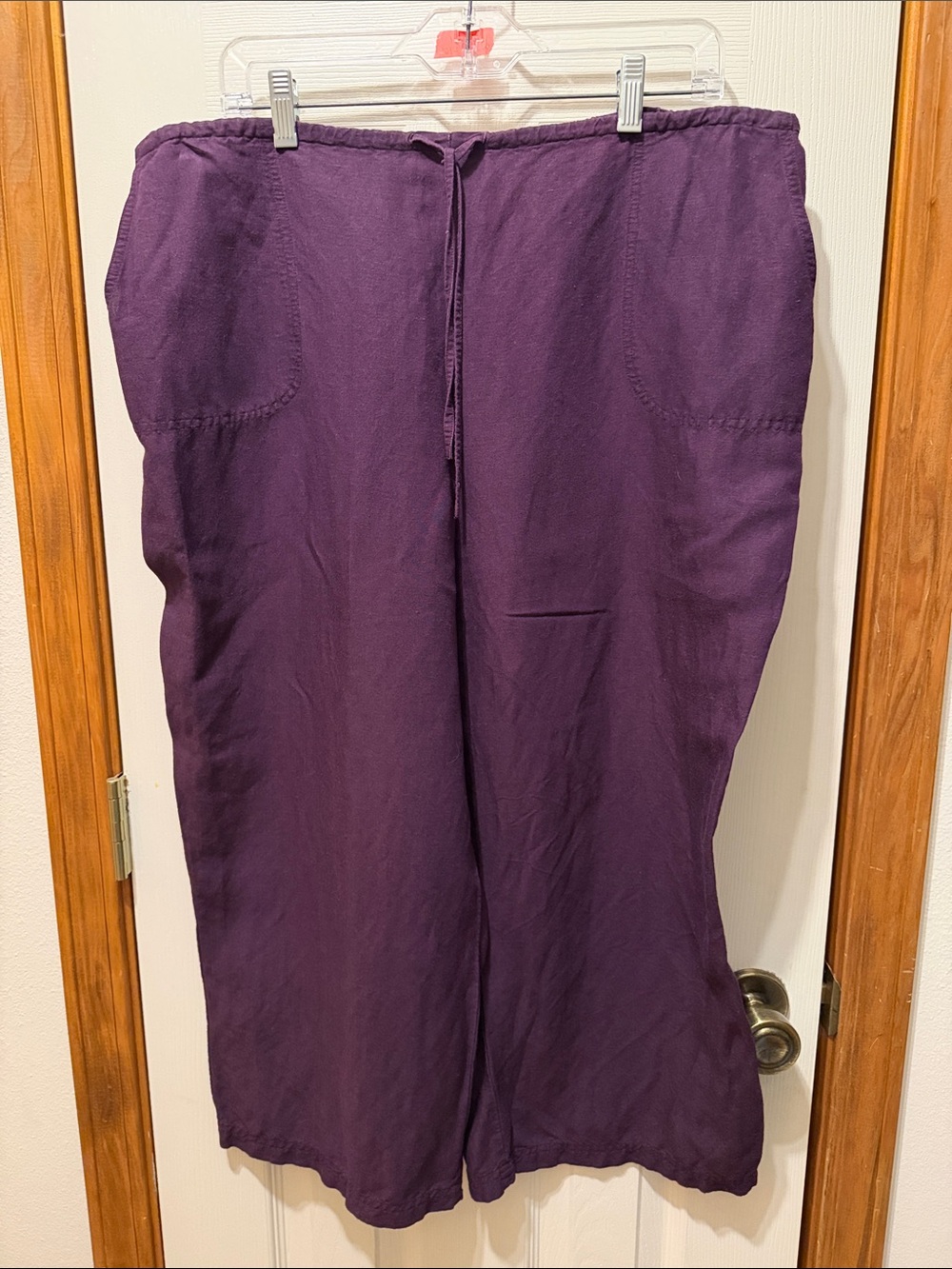 New York & Company Wide-Leg Pull-On Pants in Plum XL Crop Pants